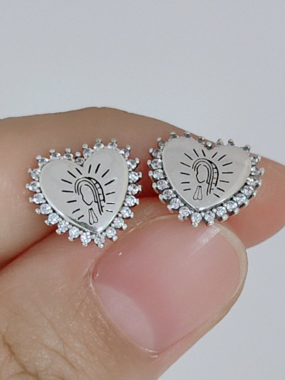 Virgen De Guadalupe Stud Earrings Exclusive Designed Jewelry S925 Silver